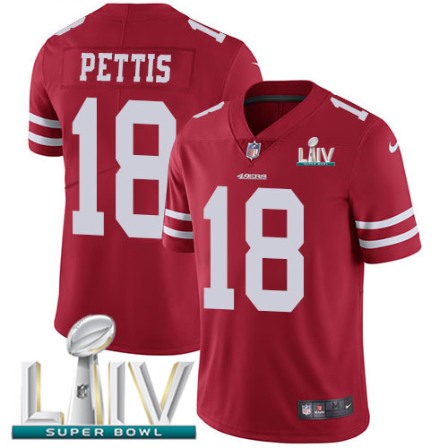 San Francisco 49ers Nike #18 Dante Pettis Red Super Bowl LIV 2020 Team Color Men Stitched NFL Vapor Untouchable Limited Jersey->youth nfl jersey->Youth Jersey